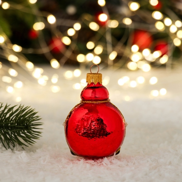 Ёлочное украшение "Часы - будильник", красный, в подарочной упаковке h- 8,5 см