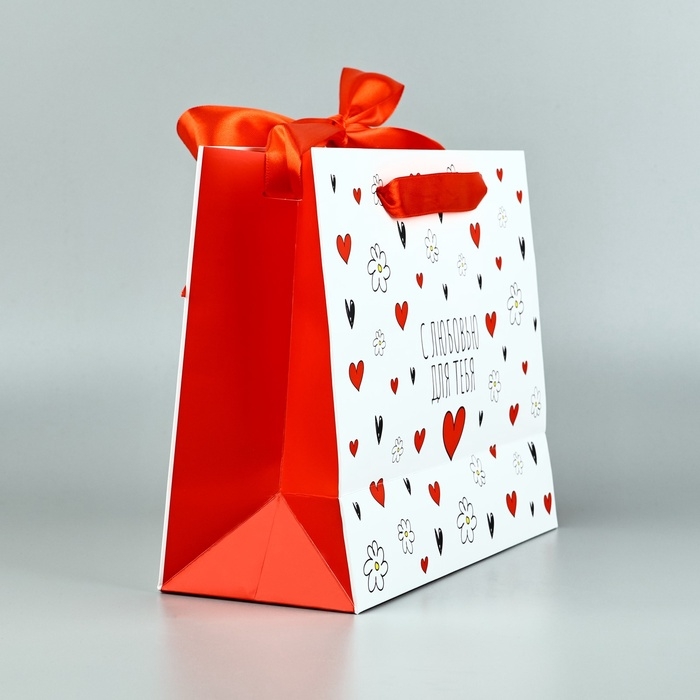 Пакет ламинированный с лентой &laquo;В сердечке&raquo;, ML 27 &times; 11,5 &times; 23 см