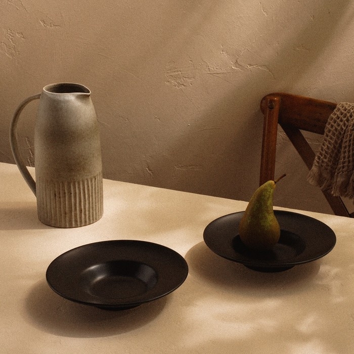 Набор тарелок для пасты SL Home &laquo;Дарк&raquo;, 160 мл, d=21 см, цвет чёрный