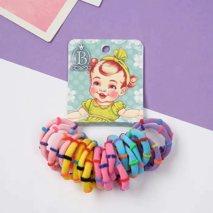 Резинка для волос "Крошка" (набор 20 шт) бантик, 2 см, полоски