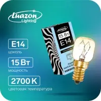 Лампа накаливания, 15 Вт, E14, 220 В, для духовых шкафов, 300&deg;С, прозрачная