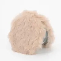 Зеркало складное круг (2) с/увел МЕХ d8см искусств мех/пластик бежевый пакет QF