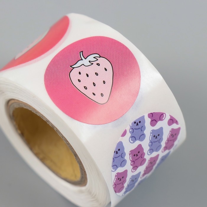 Наклейка бумага "Мимишности" d=2,5 см 252 шт в рулоне