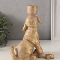 Подсвечник полистоун на 1 свечу "Шарж. Зевающий щенок" золото 15,8х15,3х20 см