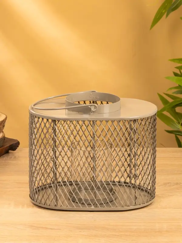 Подсвечник фонарь со стеклянной колбой 19,5х23х15,5 см, d 10 см, металл, цв. серый