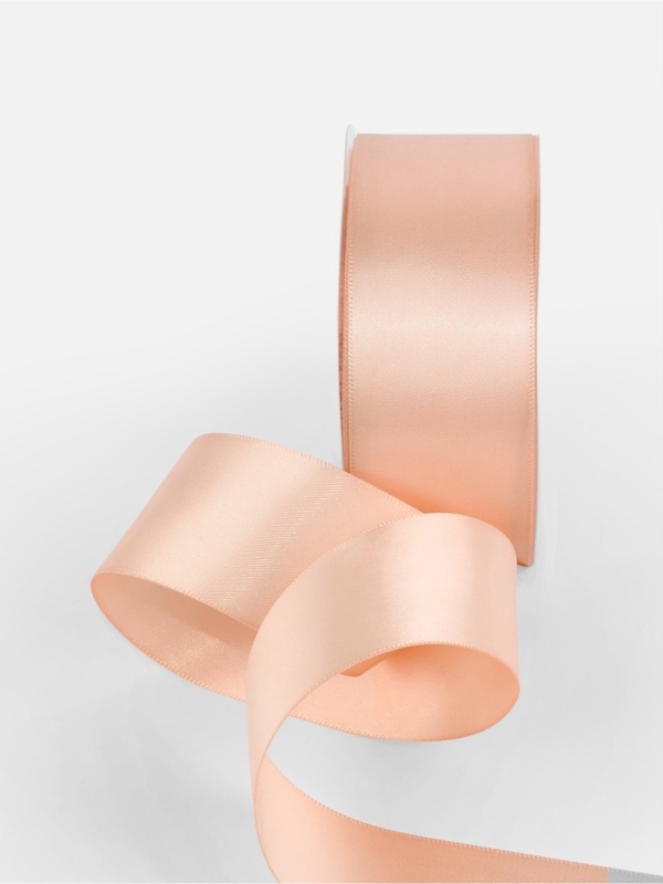 Лента атласная двухсторонняя №0714 38мм*25&plusmn;1м персиковый пух TR