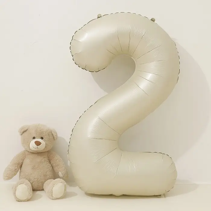 Шар фольгированный 40" Цифра 2, цвет &laquo;Взбитые сливки&raquo;