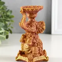 Подсвечник "Слон" высота 12 см, бордо с позолотой