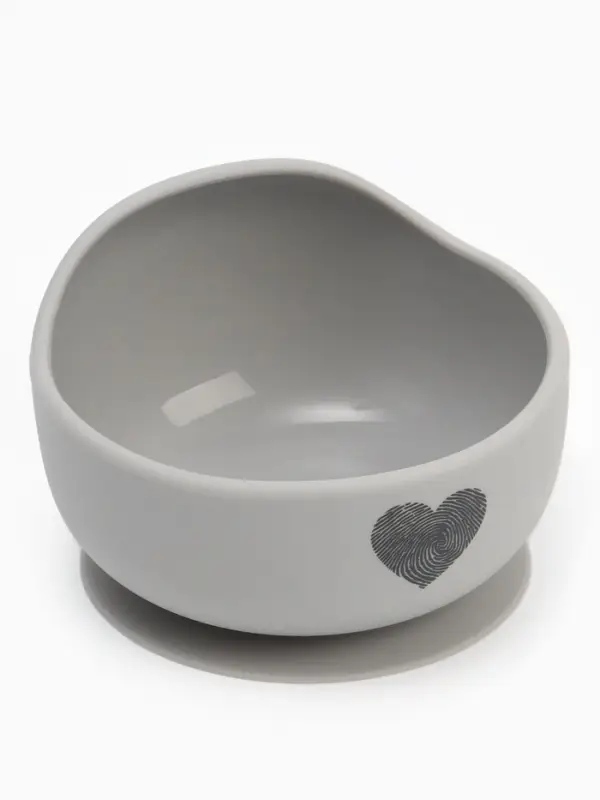 Тарелка детская на присоске и ложка, серый, Mum&Baby