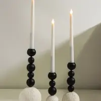 Подсвечник металл, бетон "Шарики" d=2 см набор 3 шт 5,5х16,5 7,5х20,5 10х10х26,5 см