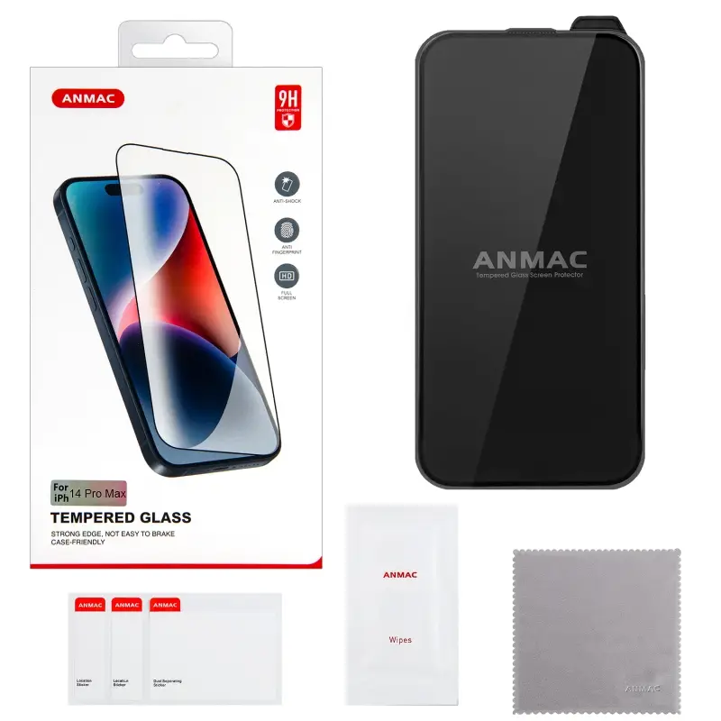 Защитное стекло iPh 14 Pro Max (6.7) Full Cover ANMAC черное Арт.1137407