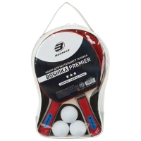 Набор для настольного тенниса BOSHIKA Premier: 2 ракетки, 3 мяча, 3 звезды, в чехле, цвета микс