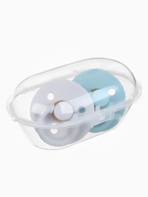 Набор классических пустышек, 2 шт., латекс, серо-синий/серый, в контейнере, от 0 мес., M&B   1088492