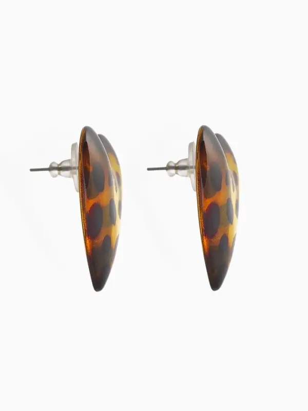 Серьги акрил &laquo;Леопард&raquo; сердце макси, цветной в серебре