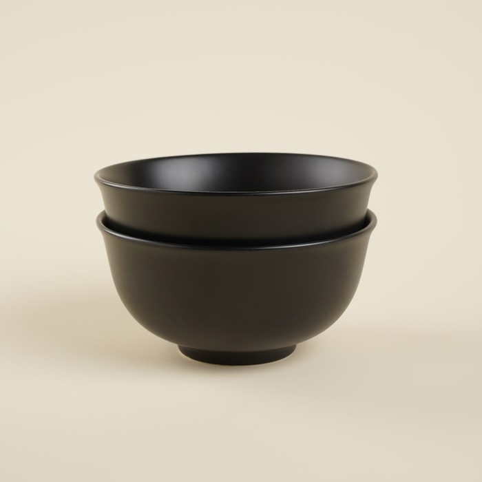 Набор салатников фарфоровых SL Home &laquo;Дарк&raquo;, 750 мл, d=15 см, цвет чёрный