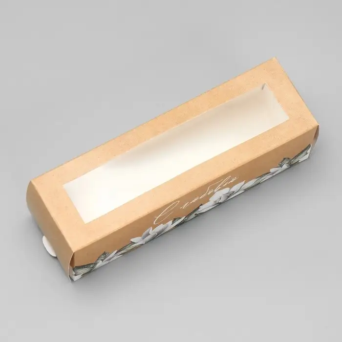 Коробка для макарун, кондитерская упаковка &laquo;С любовью крафт&raquo; 18 х 5.5 х 5.5 см