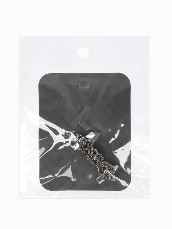 Зажим для кардигана "Ажур", х, цвет серый в чернёном серебре