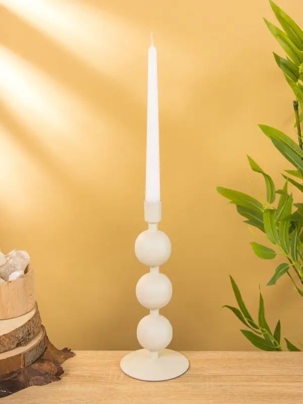 Подсвечник на 1 свечу текстурный "Фисташковый" с 3 сферами 10х10х25 см