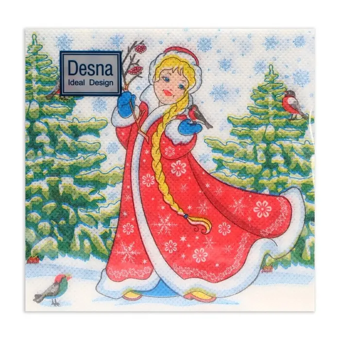 Салфетки новогодние бумажные Desna Design &laquo;Снегурочка&raquo;, 1 слой, 24x24 см, 40 шт