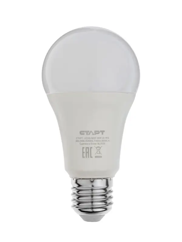 Лампа светодиодная СТАРТ, 20 Ватт, Е27, А60, 4000К, 1600 Лм, холодный (нейтральный) свет