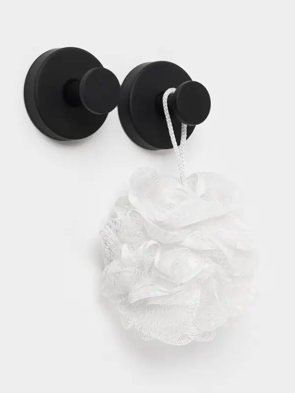 Набор крючков металлических на вакуумной присоске 2 шт, цвет черный