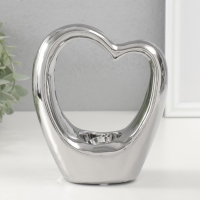 Подсвечник керамика на 1 свечу "Сердце" d=4 см серебро 14,5х6х17 см
