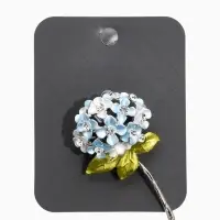 Брошь "Цветок Гортензии", цветная  в серебре