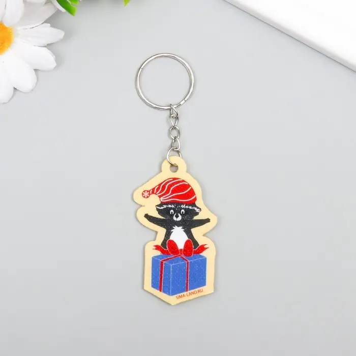 Брелок EVA "Енотик в колпаке, с подарком" 3,5х6,3 см