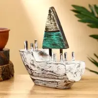 Сувенир "Кораблик" дерево 16х6х17 см, цв. коричнево-зелёный