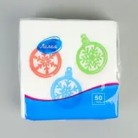 Салфетки бумажные однослойные &laquo;Шарики - снежинки&raquo;, 24х24, 50 шт