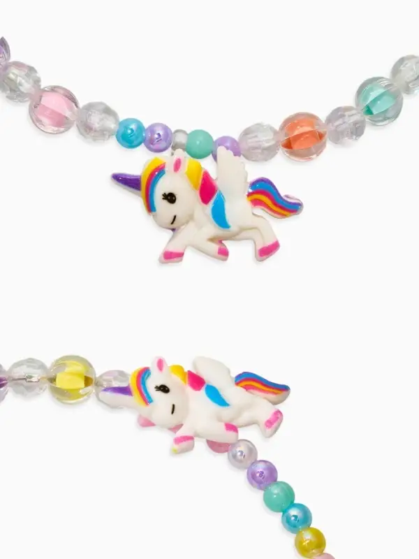 Комплект детский &laquo;Выбражулька&raquo; 3 предмета, клипсы, бусы, ободок, единорог, цветной