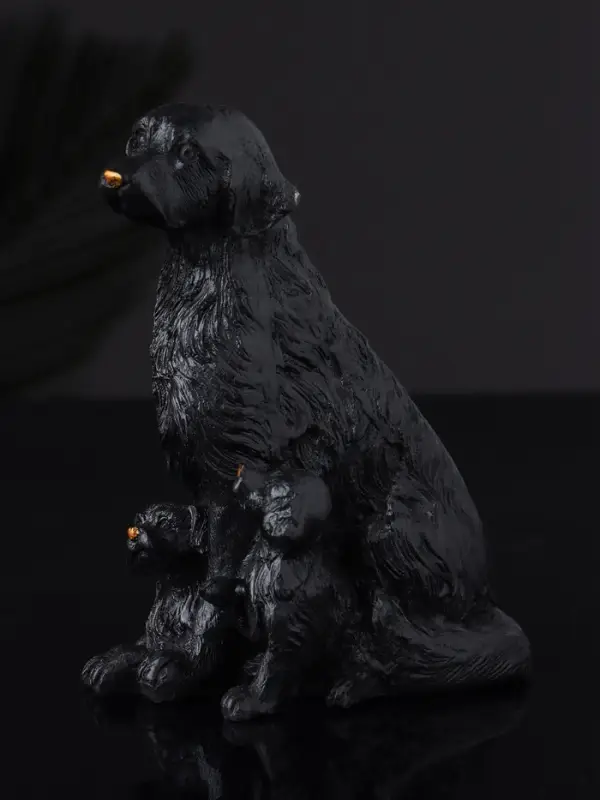 Фигура "Лабрадор с щенками", 10х7 см, черный