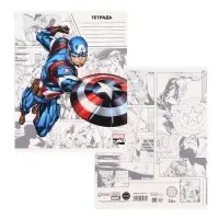 Тетрадь в клетку 24 листа, 5 видов МИКС, обложка мелованный картон, &laquo;Мстители&raquo;