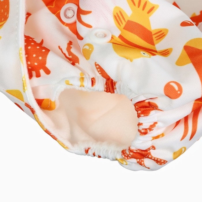 Набор многоразовых подгузников &laquo;Крабик&raquo;, 3-8 кг, цвет белый, оранжевый, 2 шт., Крошка Я
