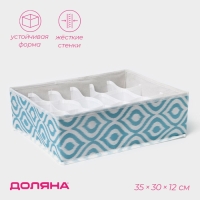 Органайзер для хранения белья Доляна &laquo;Лагуна&raquo;, 18 ячеек, 35&times;30&times;12 см, цвет бирюзовый