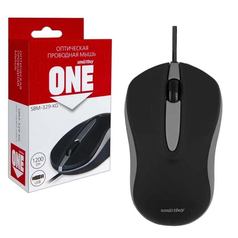 Мышь проводная Smartbuy ONE 329 черно-серая