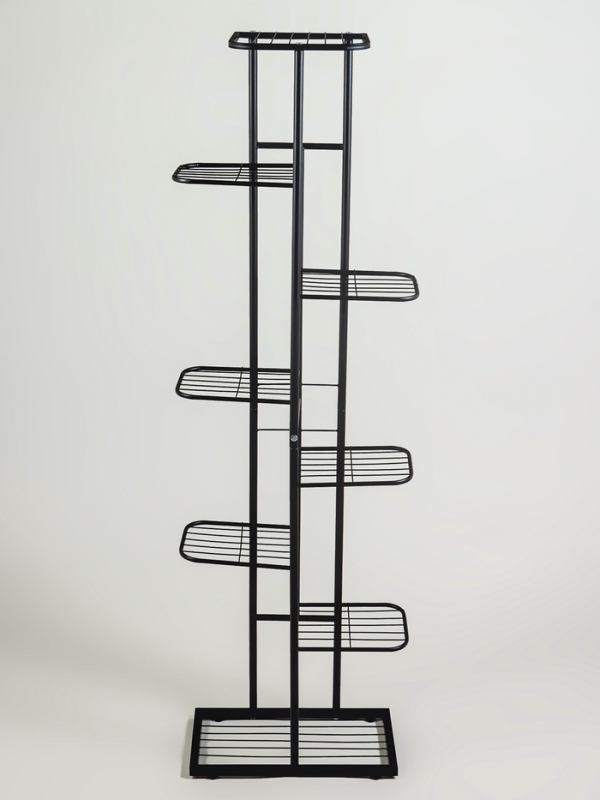 Подставка для цветов Greengo, 8 полок, 43 &times; 22 &times; 141 см, напольная, металл, чёрная