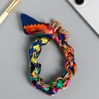 Брелок на 2 карабинах "Платок и цепочка" яркий 20х10х1,7 см