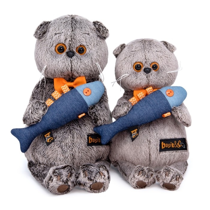 Мягкая игрушка &laquo;Басик с джинсовой рыбкой&raquo;, 22 см