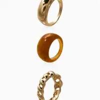 Набор колец 3 шт "Новый стиль" натурель, размер МИКС, цвет коричневый в золоте