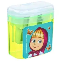 Точилка пластиковая с контейнером, двойная, МИКС, &laquo;Маша и медведь&raquo;