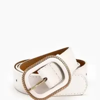 Ремень жен 05-01-07-01, Июнь2507, 3*0,3*110 см, без винта, пряж золото+пласт, 1 прокол, бел   109031