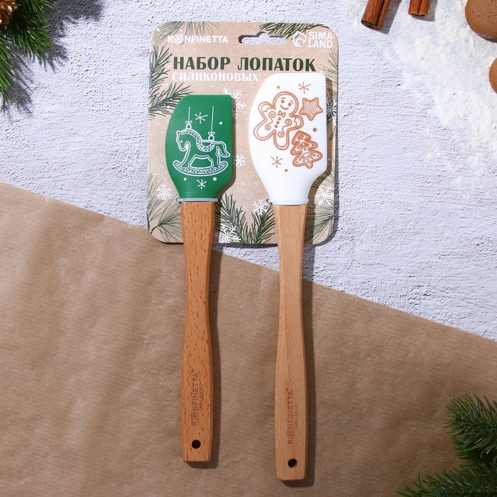 Новый год. Набор силиконовых лопаток &laquo;Новогоднее чудо&raquo;, 2 шт в наборе (26х5 см, 23.3х4.3 см)