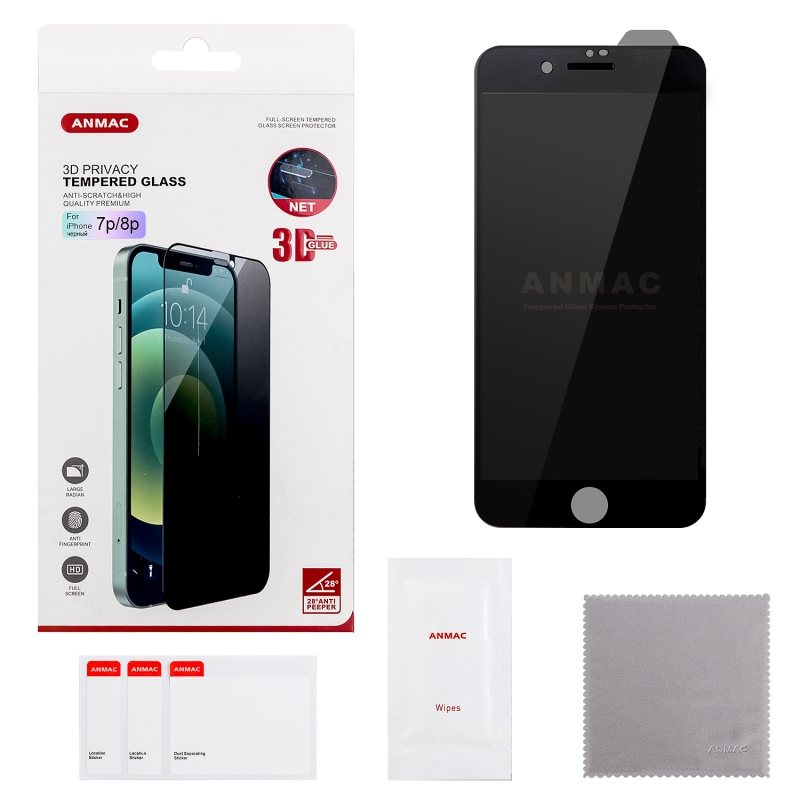 Защитное стекло iPh 7P/8P черное ANMAC 3D Privacy с сеточкой Арт. 1137249