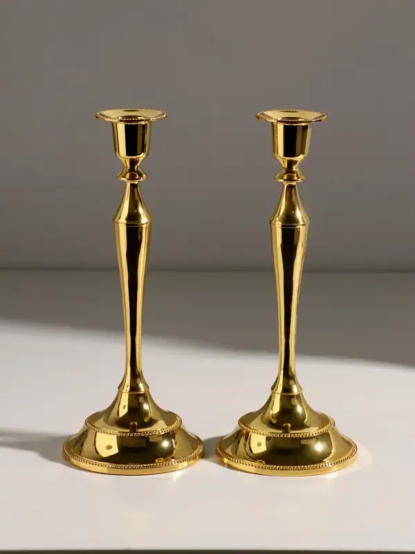 Подсвечник металл на 1 свечу "Сканди" золото набор 2 шт 24,5х10х10 см