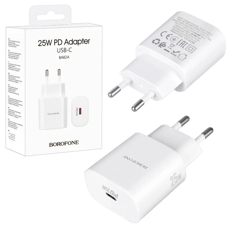 Переходник BA82A СЗУ на Type-C PD25W  Borofone белый