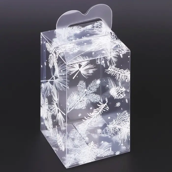 Коробка подарочная новогодняя складная ПВХ &laquo;Метель&raquo; 12&times;7&times;7 см