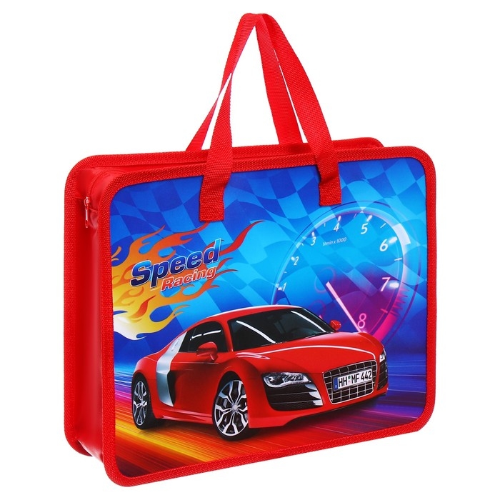 Папка с ручками пластиковая А4 Calligrata "Машина красная", 32,2х25,6х7 см,