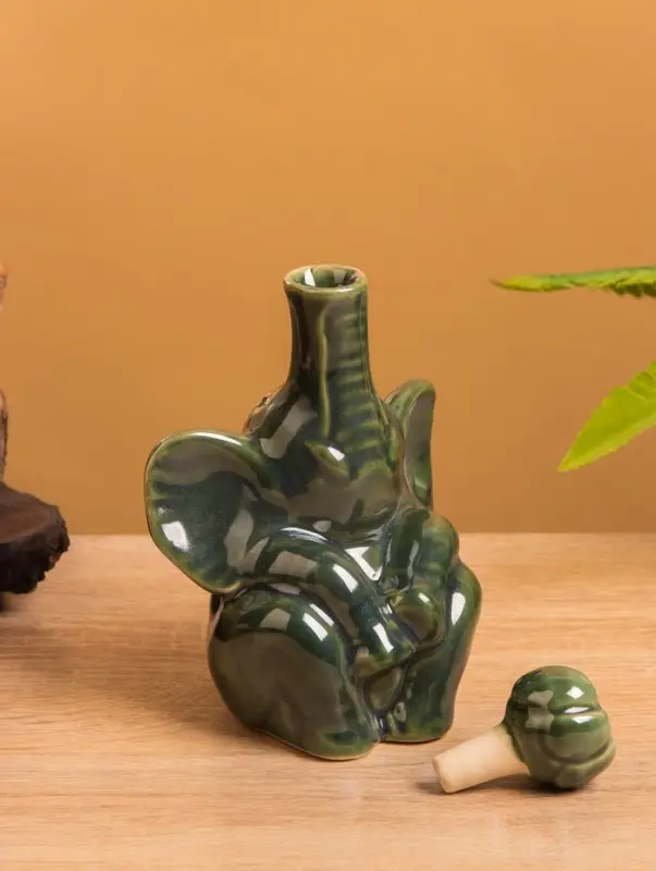 Сосуд для масла &laquo;Слон&raquo;, 10&times;8&times;14 см, керамика, зелёный