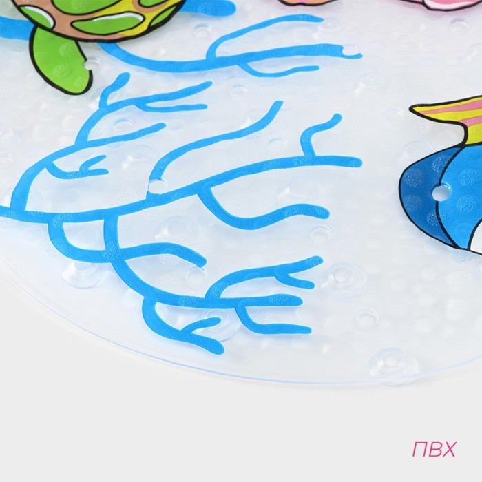 Коврик противоскользящий в ванну на присосках Доляна &laquo;Морские жители&raquo;, 36&times;68 см